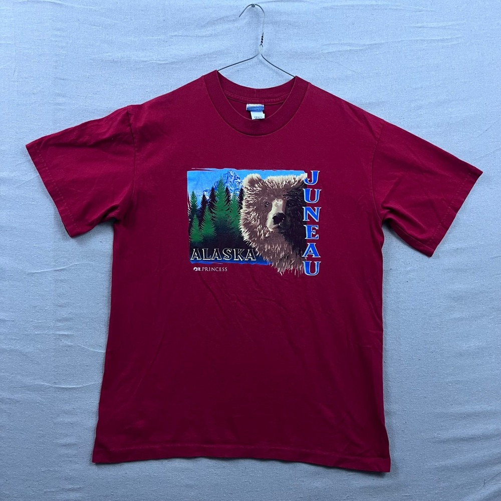 Princess Cruises Alaska Juneau‎ T-Shirt Mens XL Red Grizzly Bear Graphic Tee